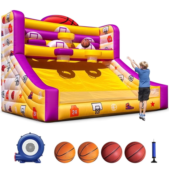 Wellcomer Inflatable Basketball Hoop Game for kids with Blower and Basketballs