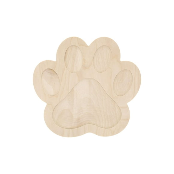 Leisure Art Welled Wood Surface, Paw Print, 10" X 10.6", For Wooden Trays, Crafts And Decorations, Welled Center For Resin Design Or Paint - Decoupage, Engraving, Wood Burning