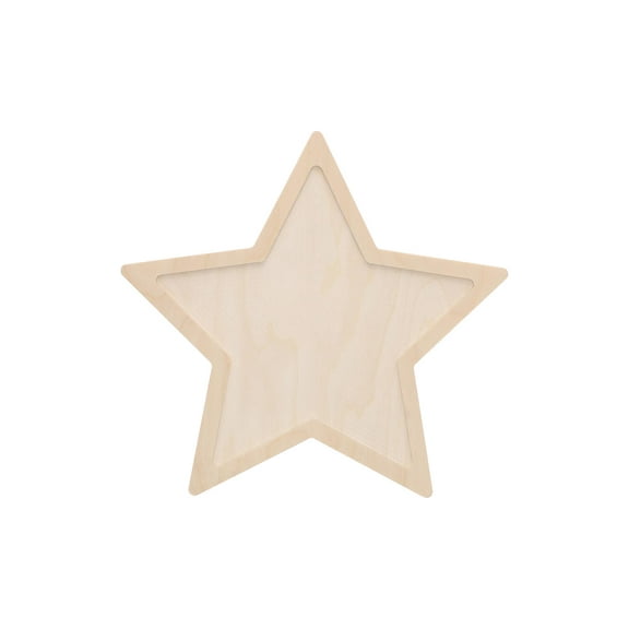 Welled Wood Surface, Star Shaped, 10" X 9.64", For Wooden Trays, Crafts And Decorations, Welled Center For Resin Design Or Paint - Decoupage, Engraving, Wood Burning