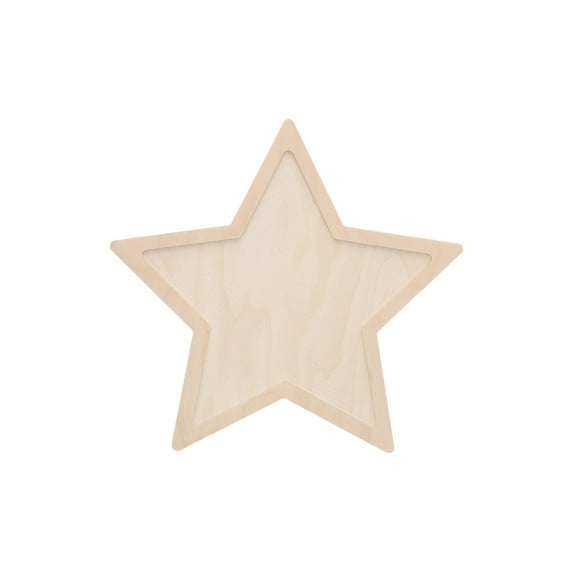 Welled Wood Surface, Star Shaped, 10" X 9.64", For Wooden Trays, Crafts And Decorations, Welled Center For Resin Design Or Paint - Decoupage, Engraving, Wood Burning