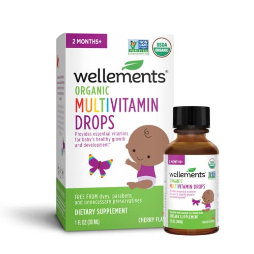 Wellements Organic Baby Multivitamin Drops Liquid Supplement for