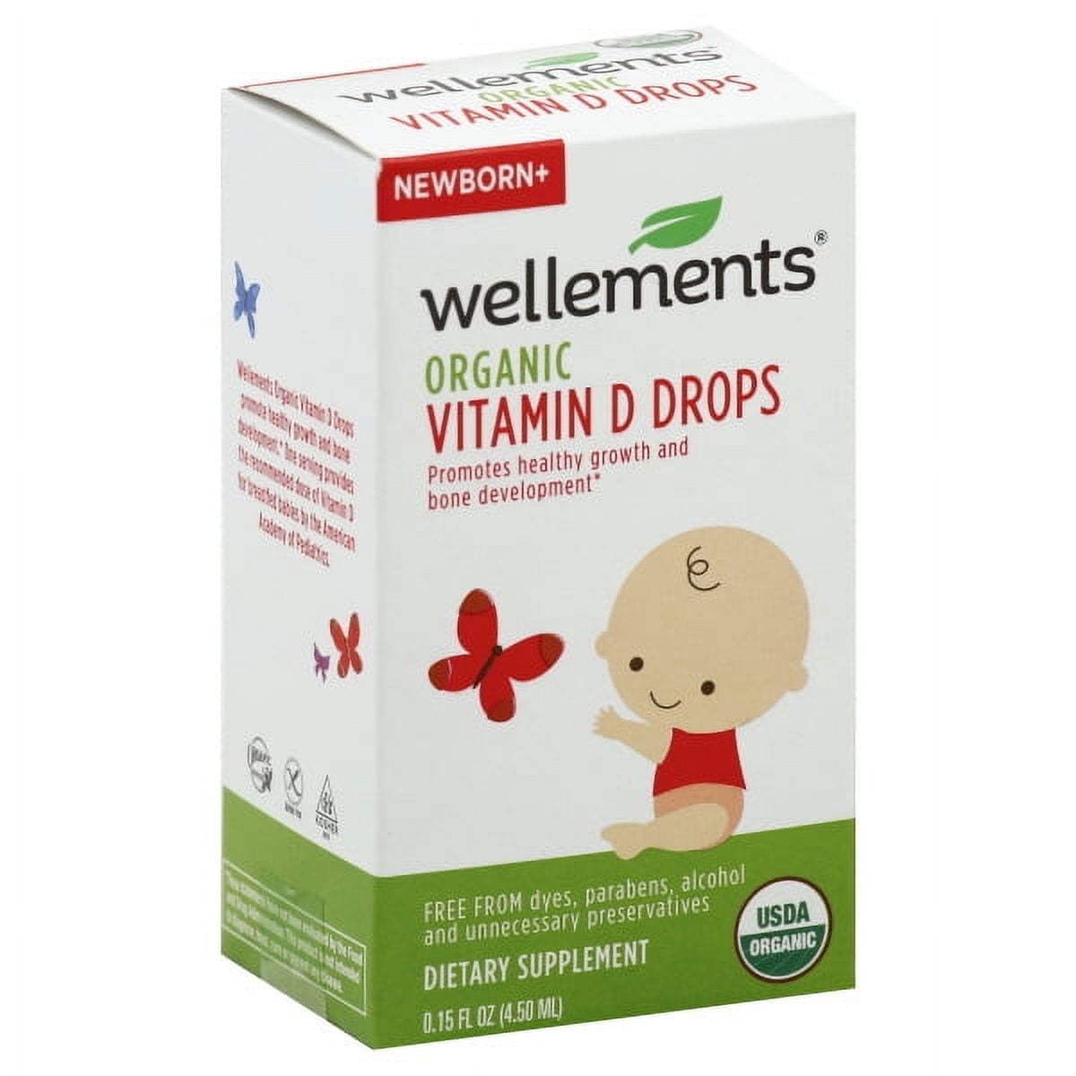 Wellements Organic Vitamin D Drops for Healthy Growth and Bone