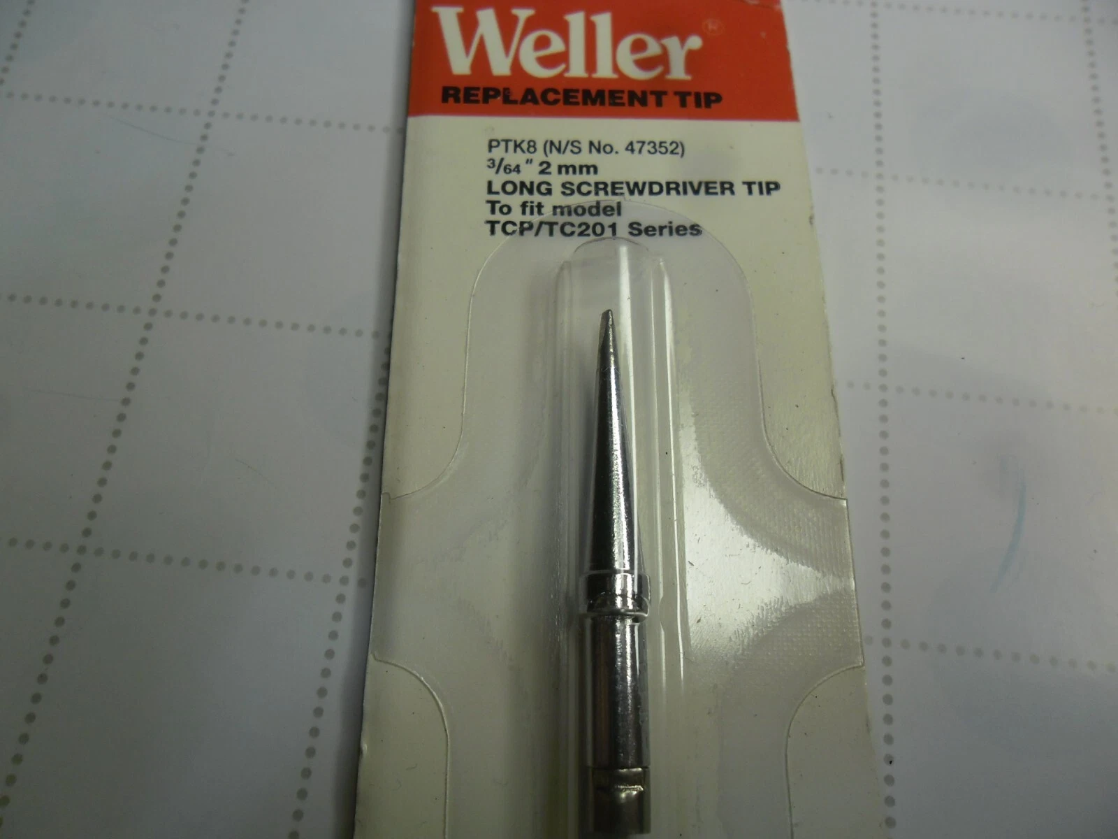Weller Solder Tip Ptk8 Long Screwdriver Tip, 2 Mm ( 3/64" ) Fit Tcp/Tc201 Iron