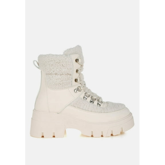 Wellerman Faux Fur Detail Chunky Hiker Boots