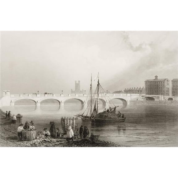 Wellesley Bridge Limerick Ireland Drawn by Whbartlett Engraved by Jc Armytage From the Scenery & Antiquities Poster Print, 17 x 11