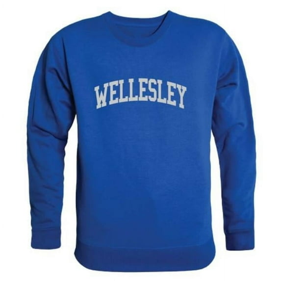 Wellesley College Blue Arch Crewneck Sweatshirt, Royal - Medium