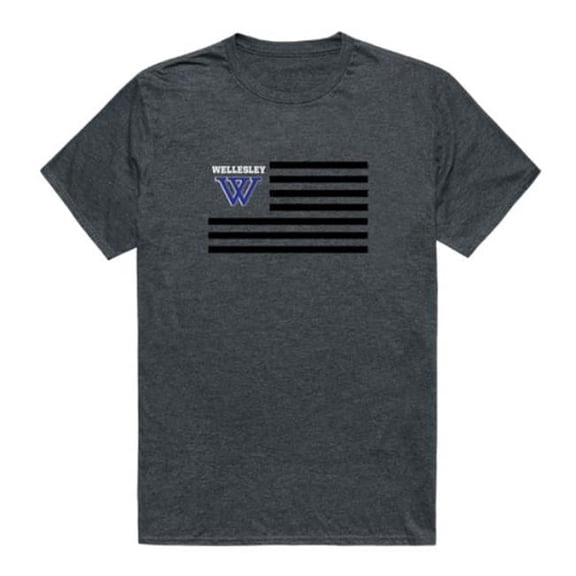 Wellesley College Blue Flag T-Shirt, Heather Charcoal - Extra Large