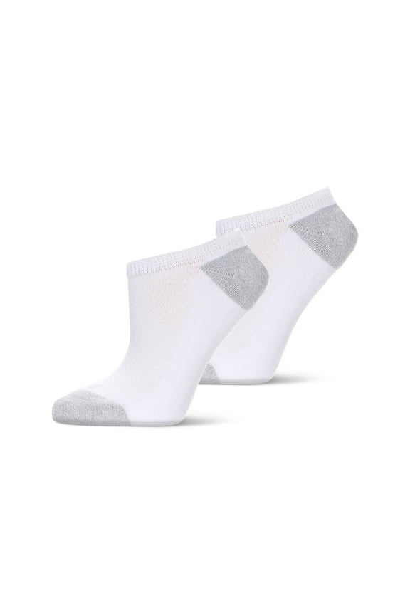 Wellfit 2 Pair Unisex Diabetic Half Cushion No Show Sneaker Liners, 9-11, Pink-White