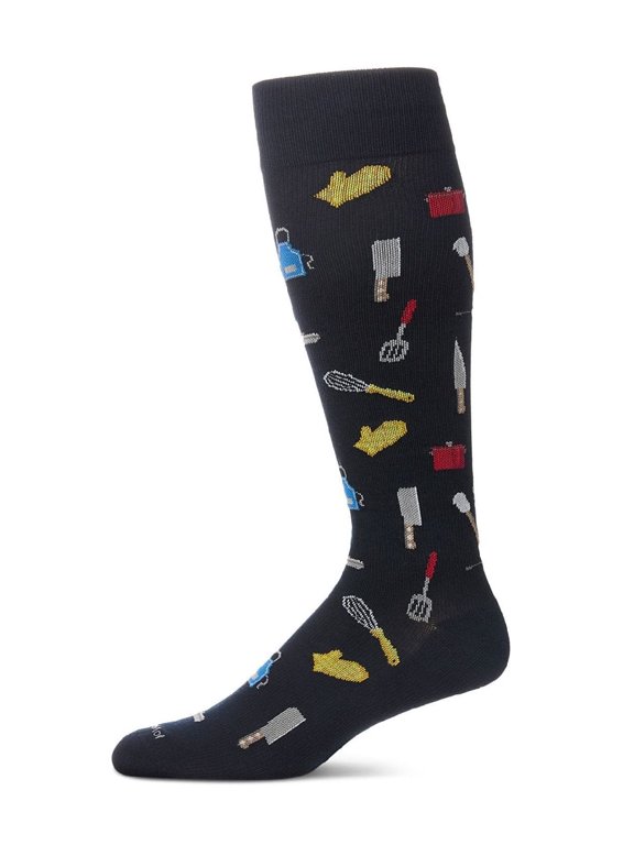 Wellfit Chef 8-15 mmHg Graduated Cotton Compression Socks, 10-13, Navy