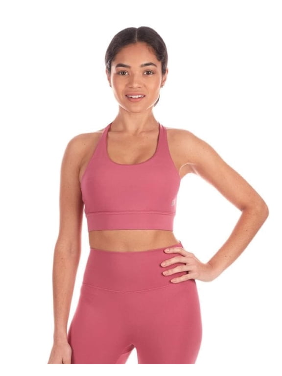 Wellfit Women's Crosshatched Light Support Sports Bra with Removable Cups, XL, Mauve