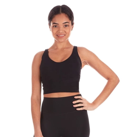 Wellfit Women's Seamless Light Support Sports Bra with Removable Cups, L, Black