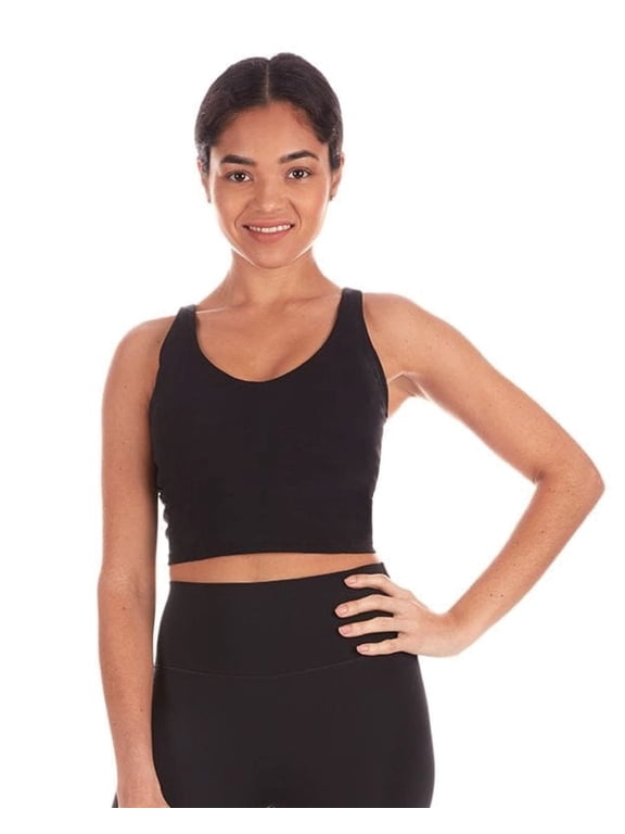 Wellfit Women's Seamless Light Support Sports Bra with Removable Cups, S, Black