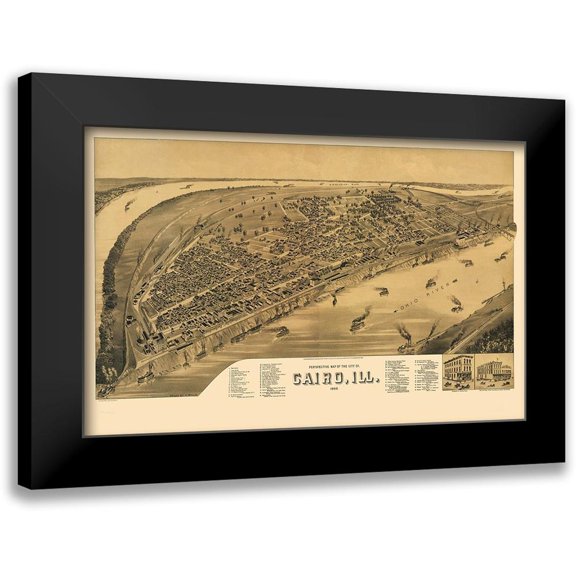 Wellge 14x10 Black Modern Framed Museum Art Print Titled - Cairo Illinois - Wellge 1888