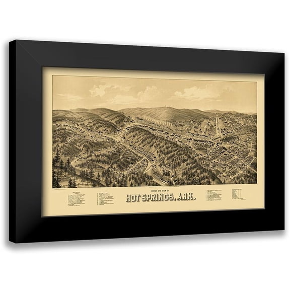Wellge 14x10 Black Modern Framed Museum Art Print Titled - Hot Springs Arkansas - Wellge 1888
