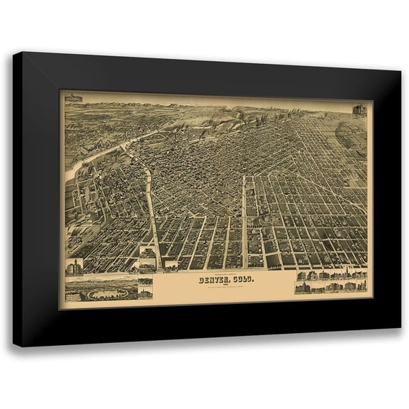 Wellge 18x13 Black Modern Framed Museum Art Print Titled - Denver Colorado - Wellge 1889