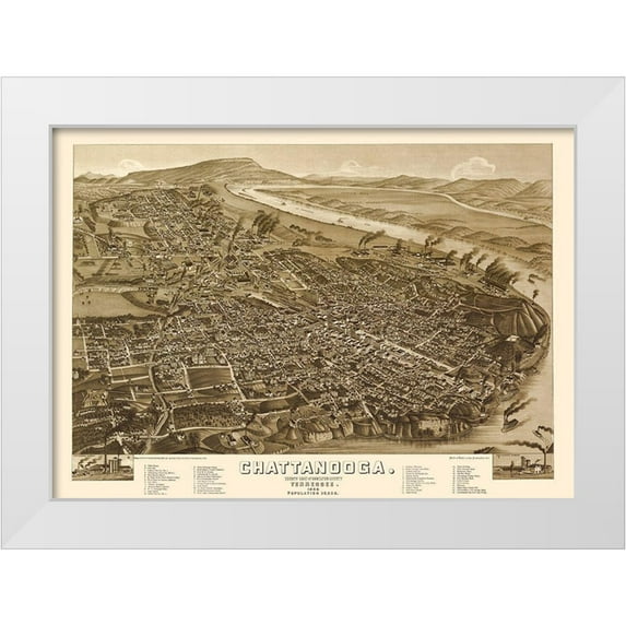 Wellge 32x24 White Modern Wood Framed Museum Art Print Titled - Chattanooga Tennessee - Wellge 1886
