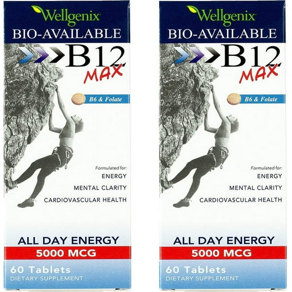 Wellgenix Bio-Available Sublingual B12 B6 60 Tablets - 2 Pack