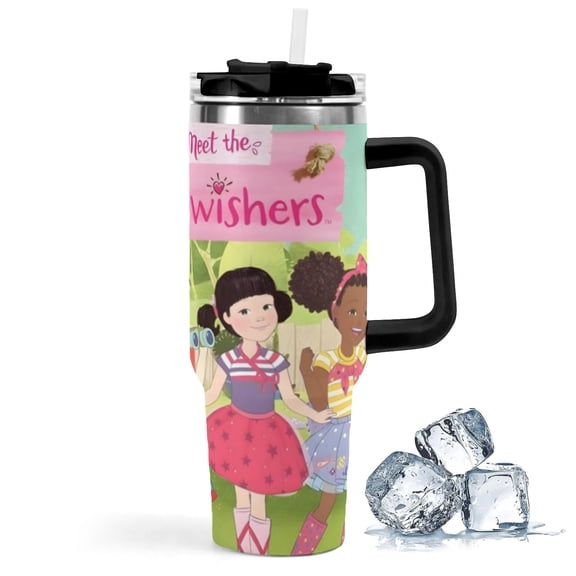 Wellie Wishers-theme Insulated Stainless Steel Tumbler with Handle Gifts For Family Friends Fans and Straw Fits in Standard Cup Holder 40 OZ