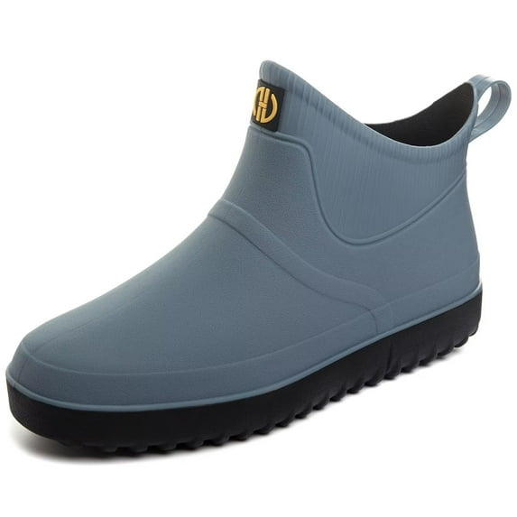 Wellies Mens Short Ankle Wellington Boots Waterproof Chelsea PVC Rubber Rain Boots, Blue 39