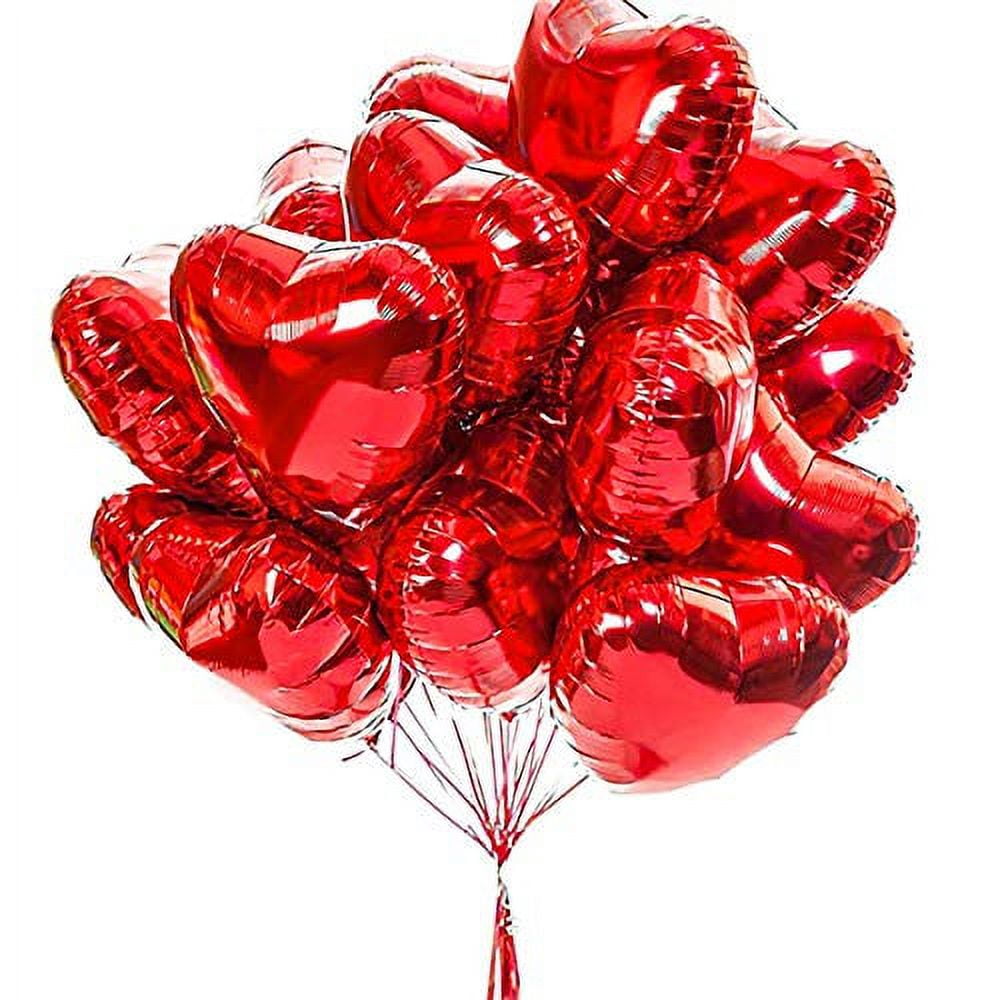 Wellin Foil Red Heart Helium Decorations 18 in Balloons, 10 Piece