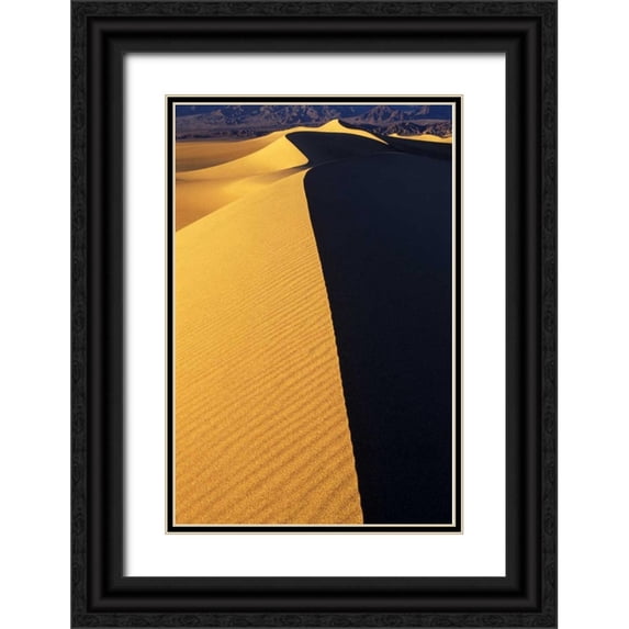 Welling, Dave 11x14 Black Ornate Wood Framed with Double Matting Museum Art Print Titled - CA, Death Valley NP Patterns on Sand Dunes