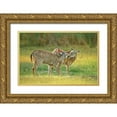 thumbnail image 1 of Welling, Dave 24x17 Gold Ornate Wood Framed with Double Matting Museum Art Print Titled - TX, McAllen Wild whitetail deer pair at a pond, 1 of 4