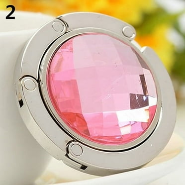 Welling Foldable Handbag Purse Hanger Convenient Table Hook Hang Round Rhinestone Holder
