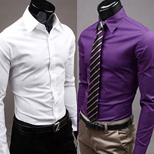 Men Purple Slim Fit Solid Full Sleeves Formal Shirt