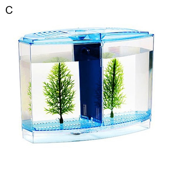 Welling Multifunctional Acrylic Split Fish Tank Breed Box with LED Light Imitation Plant