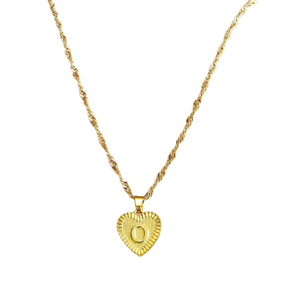Welling Pendant Necklace A-Z Initial Letter Heart Shape Jewelry Simple Bright Luster Necklace for Birthday