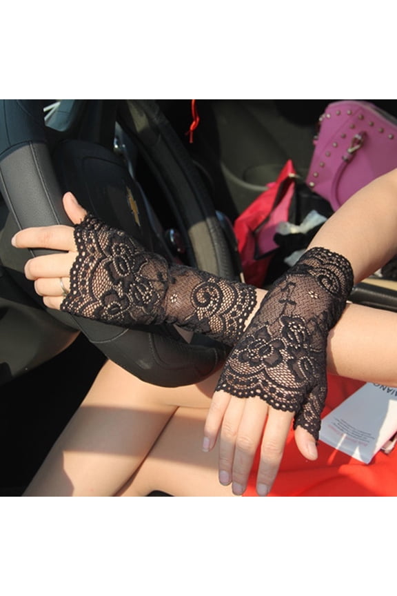 Women Sexy Fingerless Lace Driving Sunscreen UV Protection Wedding Party Gloves