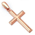thumbnail image 1 of Wellingsale 14K Rose Gold Polished Religious Christian Latin Cross Charm Pendant, 1 of 4