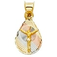 thumbnail image 1 of Wellingsale 14K Tri 3 Color Gold Polished Diamond Cut Religious Jesus Charm Pendant, 1 of 4