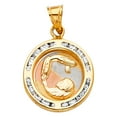 thumbnail image 1 of Wellingsale 14K Tri 3 Color Gold Polished Religious Baptism Charm Pendant with CZ Accents, 1 of 4