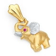 thumbnail image 1 of Wellingsale 14K Two 2 Tone White and Yellow Gold Polished Elephant Wildlife Charm Pendant with CZ Accents, 1 of 4