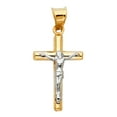 thumbnail image 1 of Wellingsale 14K Two 2 Tone White and Yellow Gold Polished Religious Catholic Crucifix Charm Pendant, 1 of 4