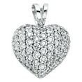 thumbnail image 1 of Wellingsale 14K White Gold Polished Love Heart Charm Pendant with Micro Pave CZ Accent, 1 of 4