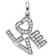 thumbnail image 1 of Wellingsale 14K White Gold Polished Ornate Love Charm Pendant with CZ Accent, 1 of 3