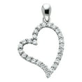 thumbnail image 1 of Wellingsale 14K White Gold Polished Ornate Open Heart Charm Pendant with CZ Accent, 1 of 4