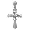 thumbnail image 1 of Wellingsale 14K White Gold Polished Religious Christian Cross Pendant with CZ Accents, 1 of 3