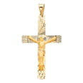 thumbnail image 1 of Wellingsale 14K Yellow Gold Diamond Cut Polished Religious Catholic Latin Crucifix Charm Pendant, 1 of 3