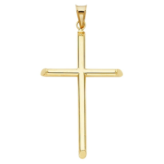Wellingsale 14K Yellow Gold Polished Classic Religious Christian Cross Charm Pendant