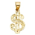 thumbnail image 1 of Wellingsale 14K Yellow Gold Polished Diamond Cut Ornate Dollar Sign Pendant, 1 of 3