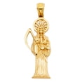 thumbnail image 1 of Wellingsale 14K Yellow Gold Polished Diamond Cut Ornate Santa Muerte Pendant, 1 of 3