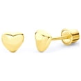 thumbnail image 1 of Wellingsale 14K Yellow Gold Polished Heart Stud Earrings With Screw Back, 1 of 4