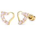 thumbnail image 1 of Wellingsale 14K Yellow Gold Polished Journey Heart Stud Earrings With Screw Back, 1 of 4