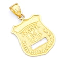 thumbnail image 1 of Wellingsale 14K Yellow Gold Polished Milgrain Ornate Police Pendant, 1 of 4