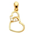 thumbnail image 1 of Wellingsale 14K Yellow Gold Polished Ornate Interlocking Hearts Charm Pendant with CZ Accent, 1 of 4