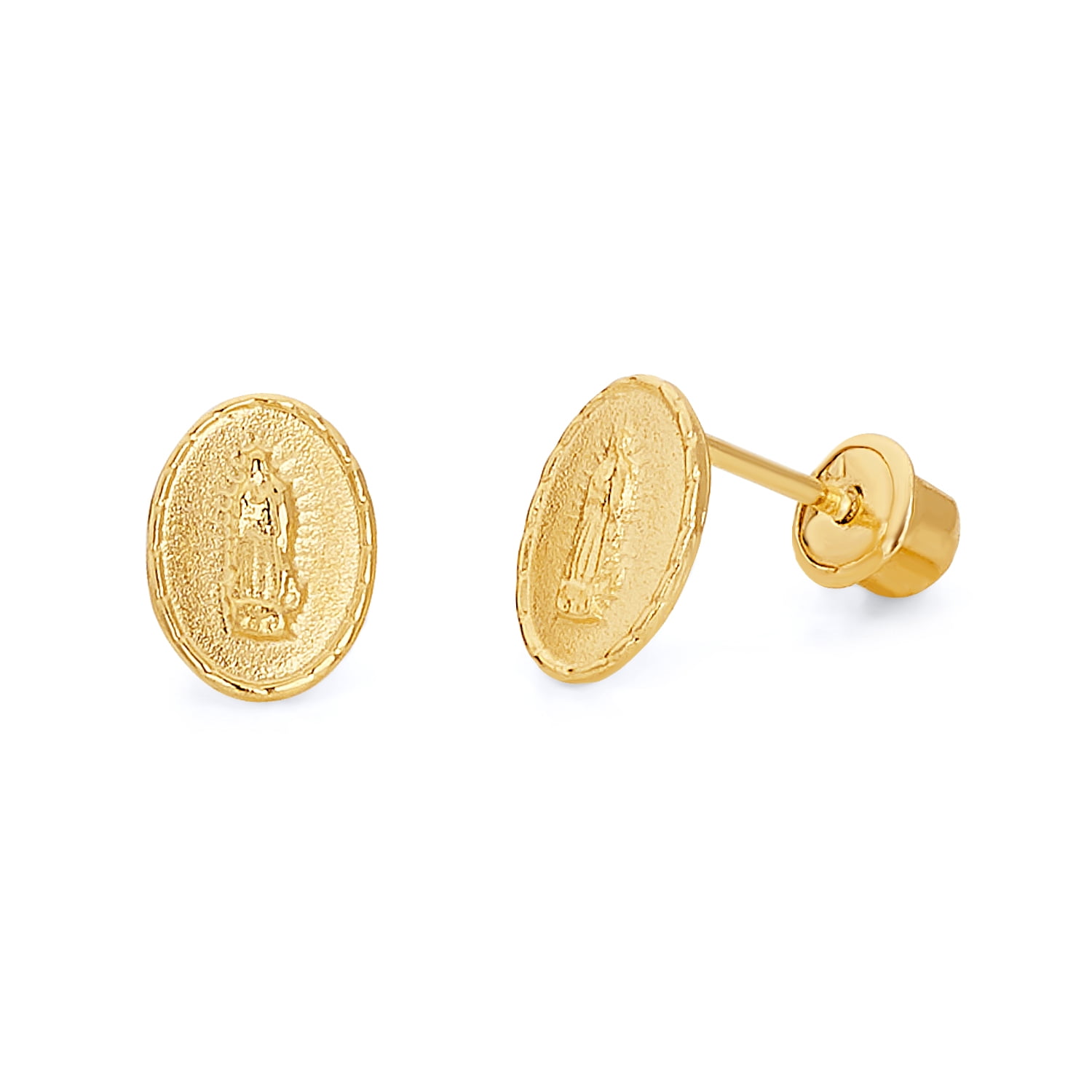 Wellingsale 14K Yellow Gold Polished Our Lady Of Guadalupe Stud ...