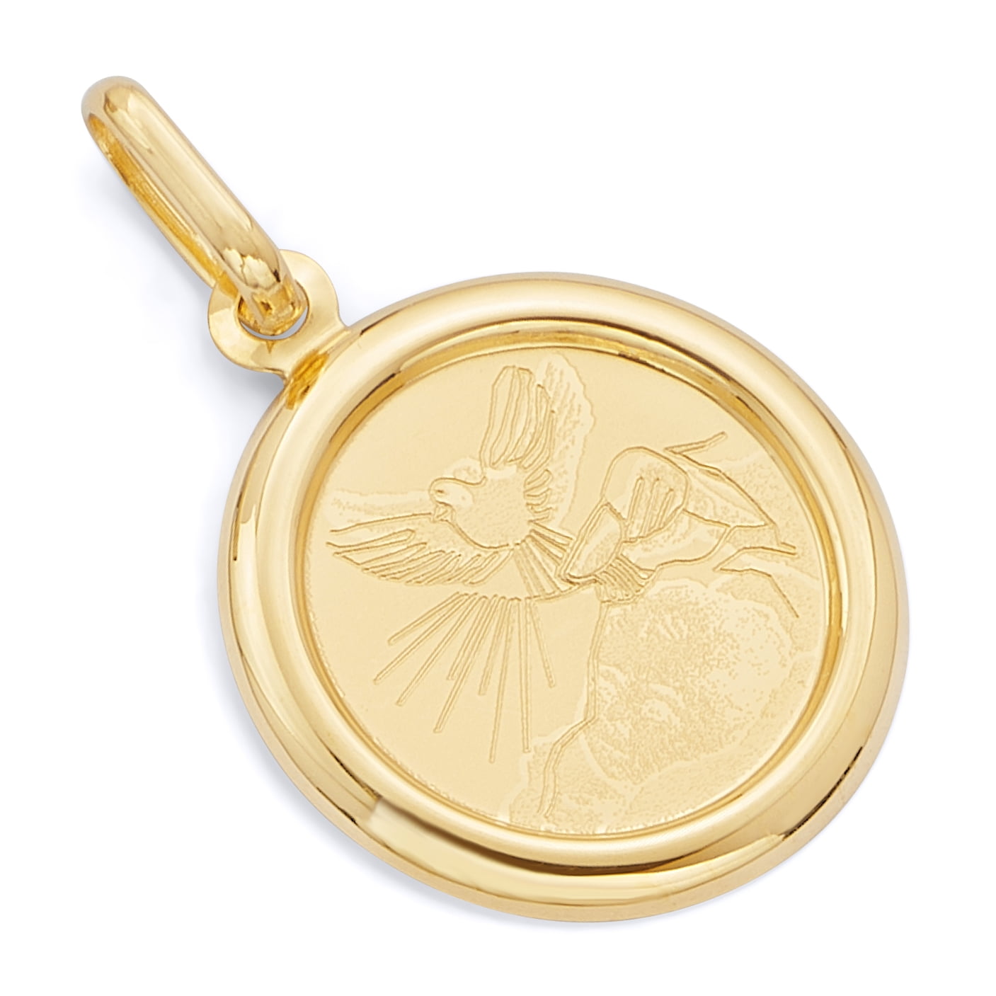 Wellingsale 14K Yellow Gold Polished Religious Baptism "Recuerdo Del Bautismo" Charm Pendant